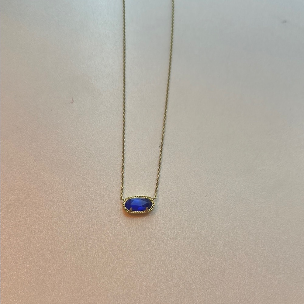 Gold Necklace with Blue Pendant
